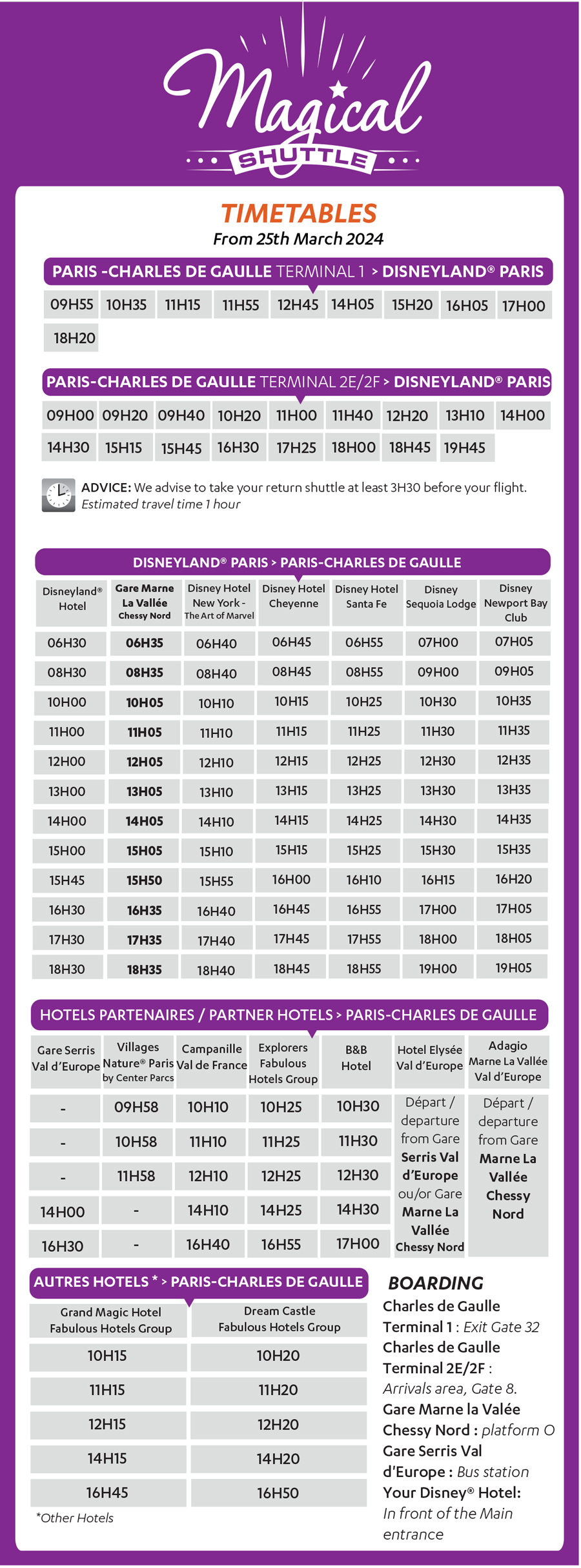 Magic Shuttle Timetable From MARCH 24
