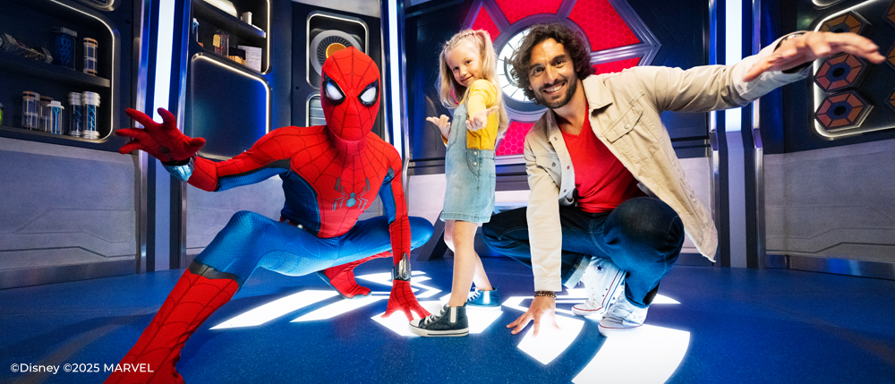 WDS Guests With Spider Man Hero Training Centre Marvel Avengers Campus